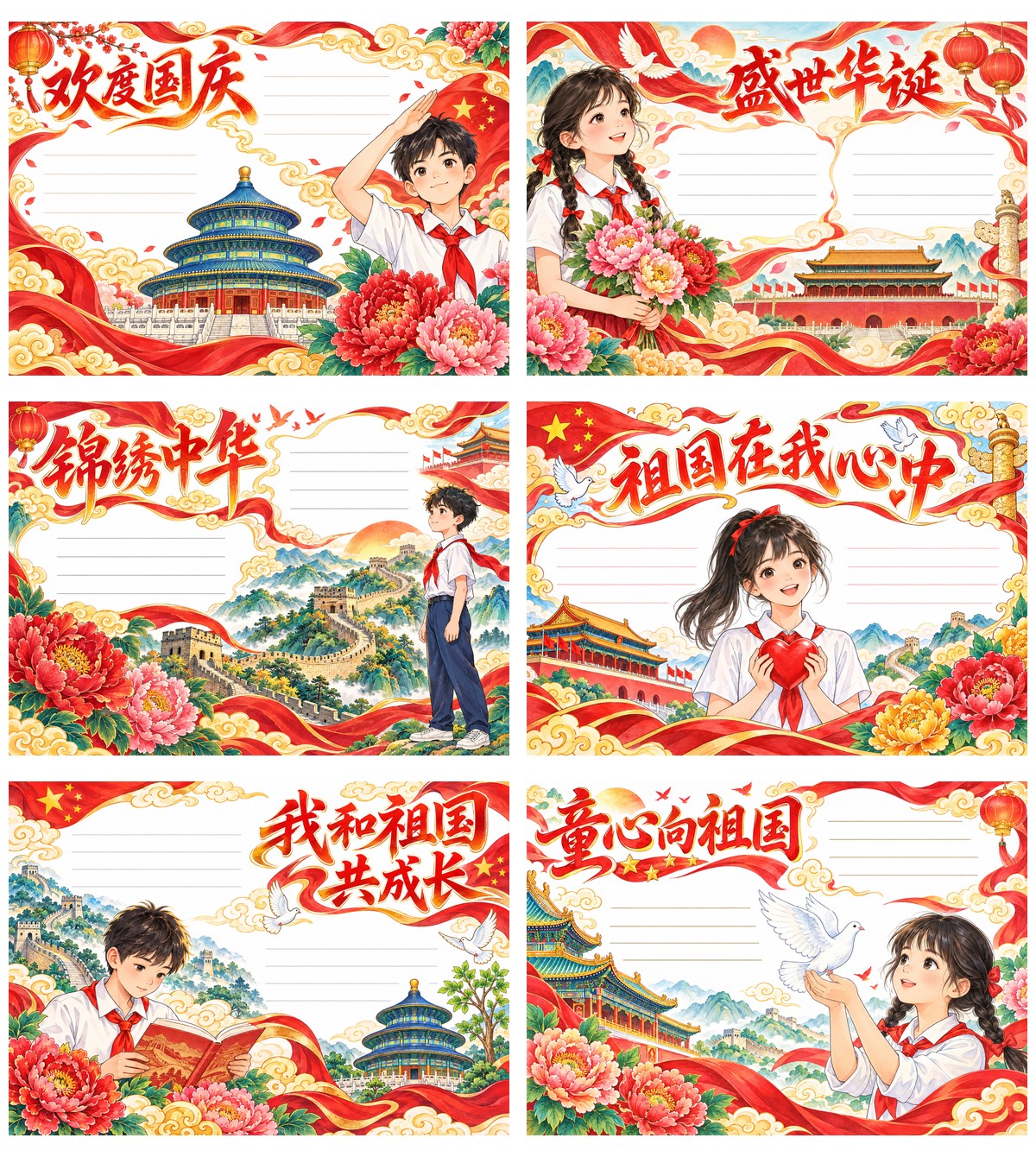 国庆国风手抄报作品预览