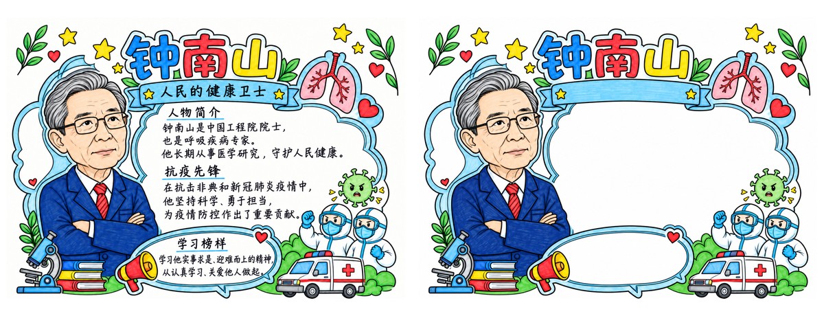钟南山｜参考图｜A4横版作品预览