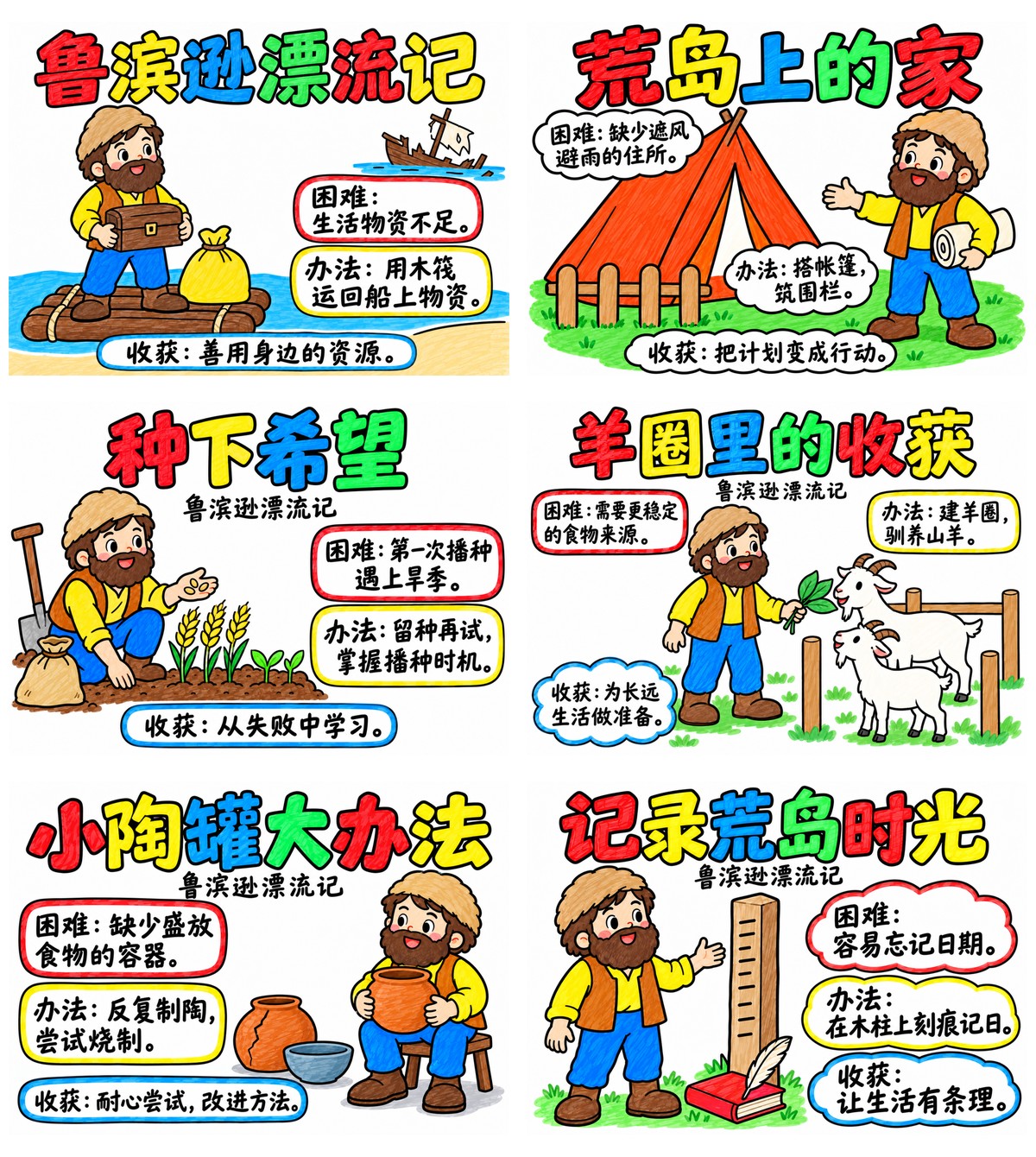 鲁滨逊漂流记困难与办法6款作品预览
