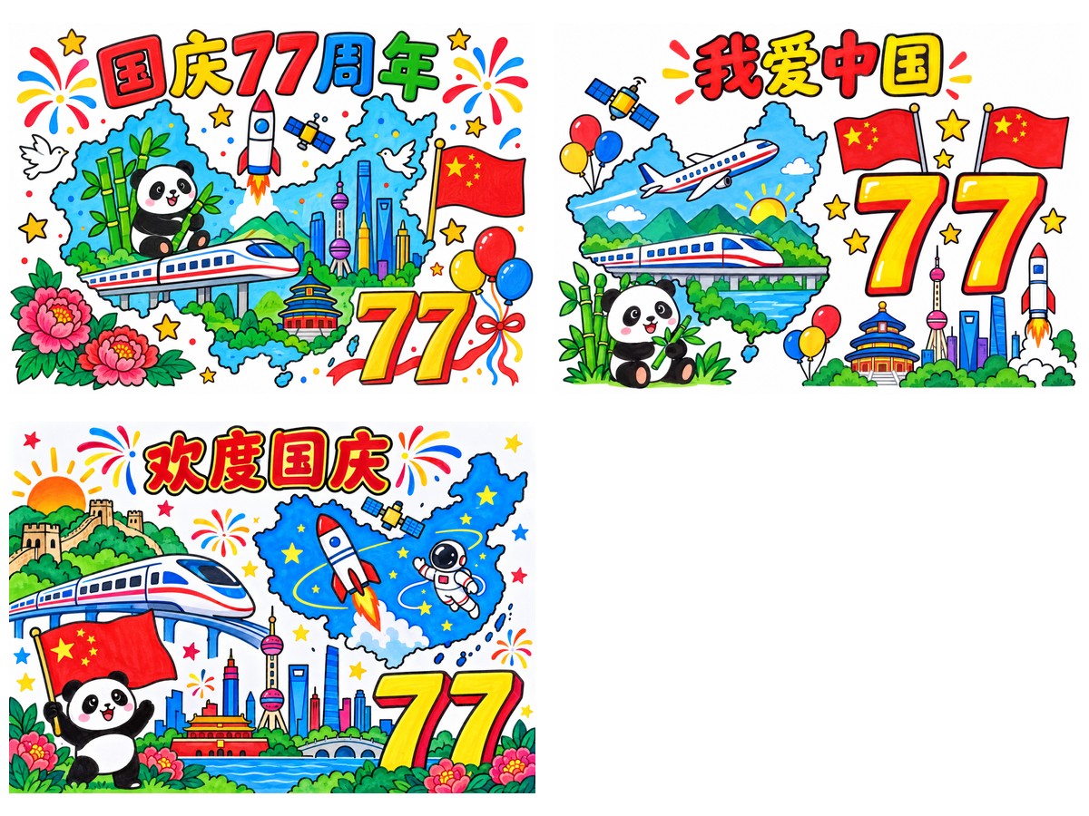 国庆77周年｜科技中国｜A4横版｜3款作品预览