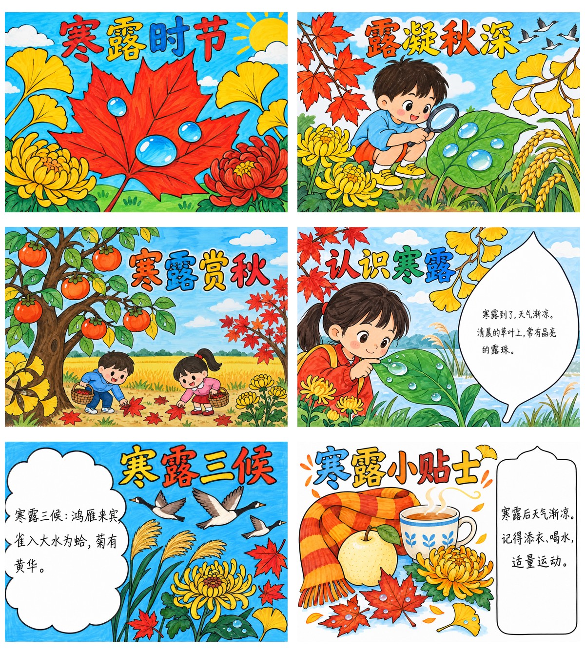 寒露手抄报｜A4横版｜6张作品预览