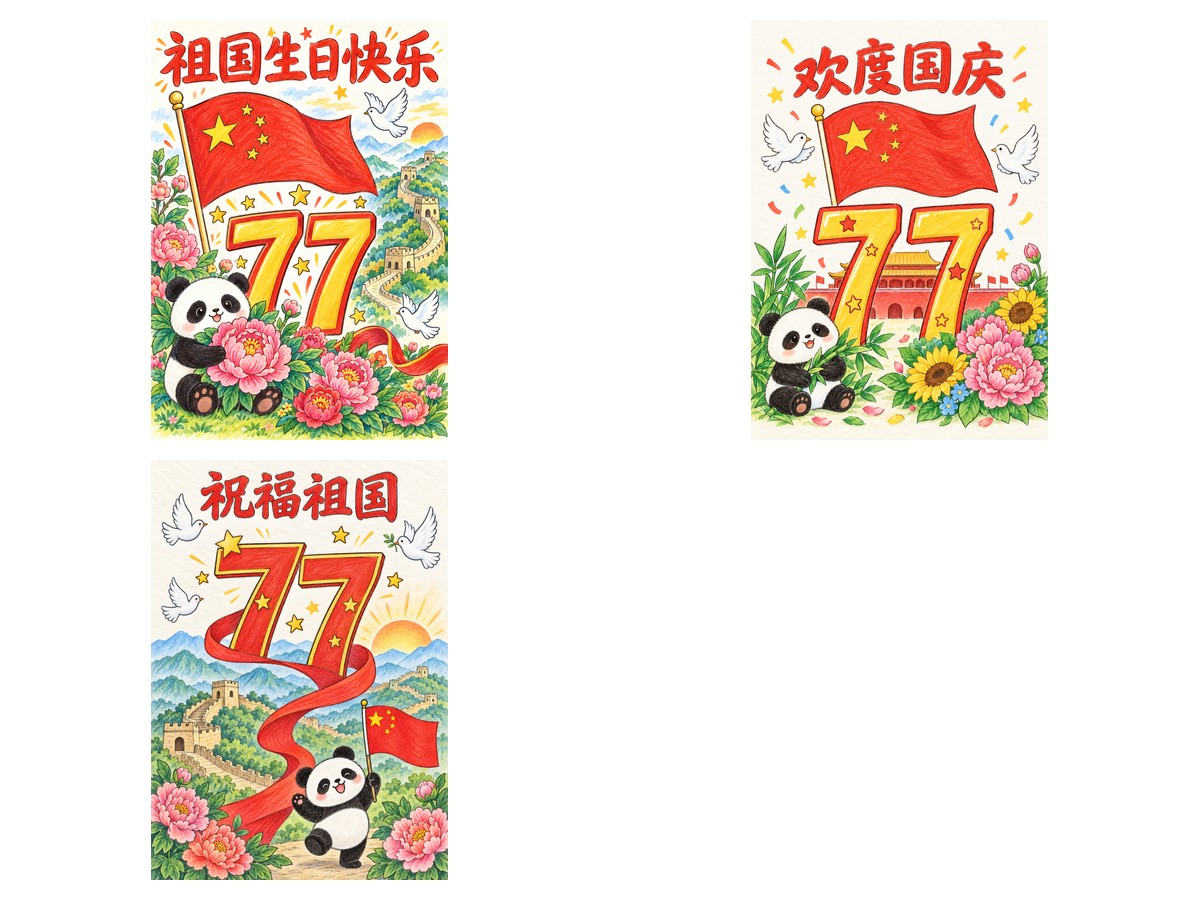 国庆77周年｜温暖彩铅花卉｜A4竖版｜3款作品预览