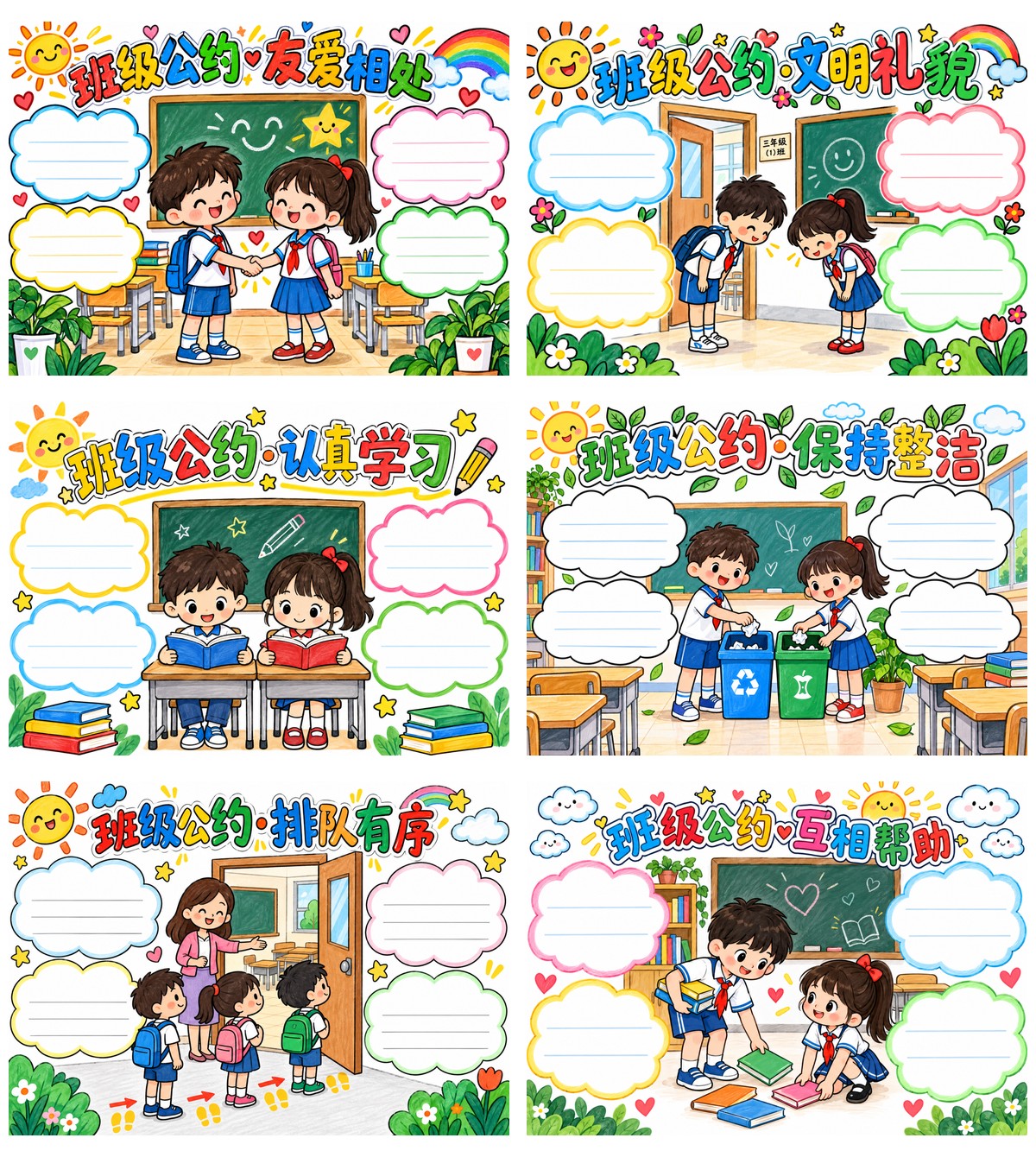 班级公约｜A4横版｜7套作品预览