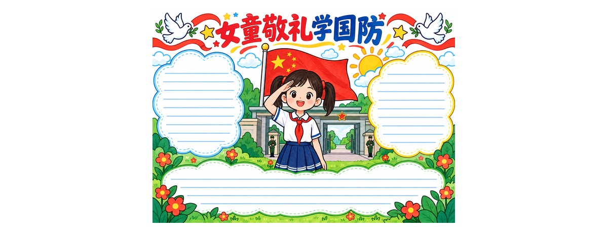 国防教育｜A4横版｜小女孩1张作品预览