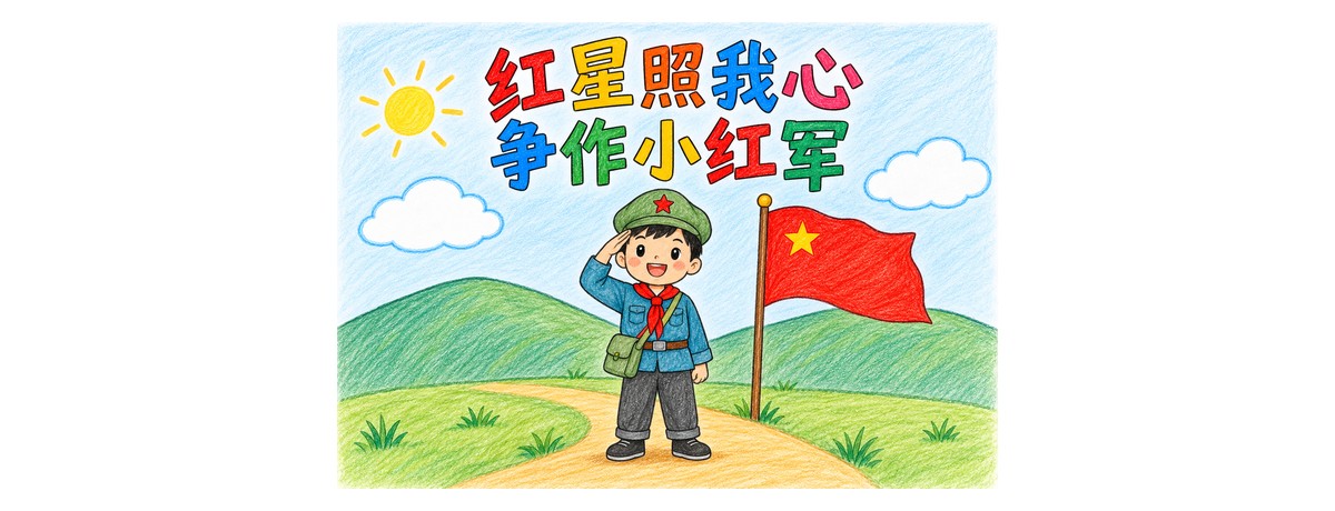 红星照我心争作小红军|A4横版|简洁背景|无书写区作品预览