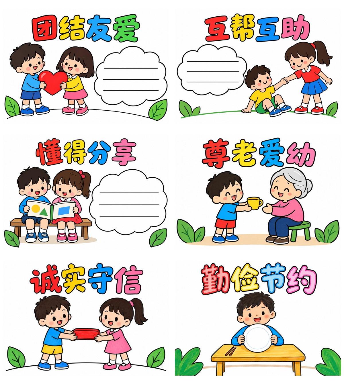传统美德｜一年级｜8开横版｜6张作品预览