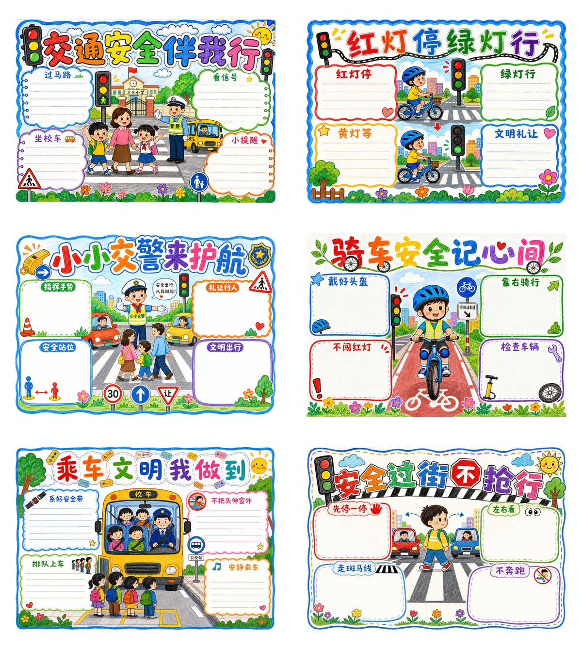 交通安全手抄报合集｜A4横版作品预览