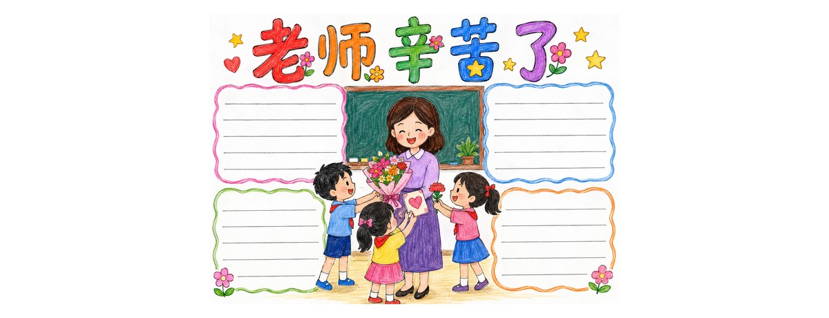 教师节老师辛苦了｜A4横版作品预览