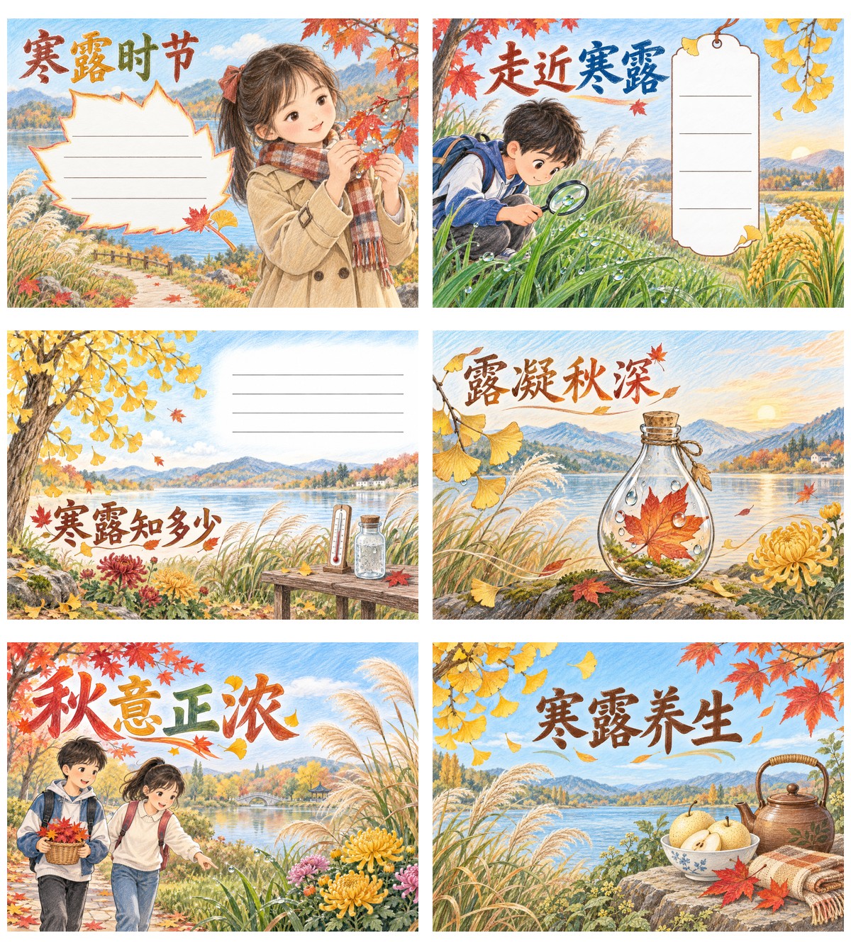 寒露主题手抄报｜8开横版｜6张作品预览