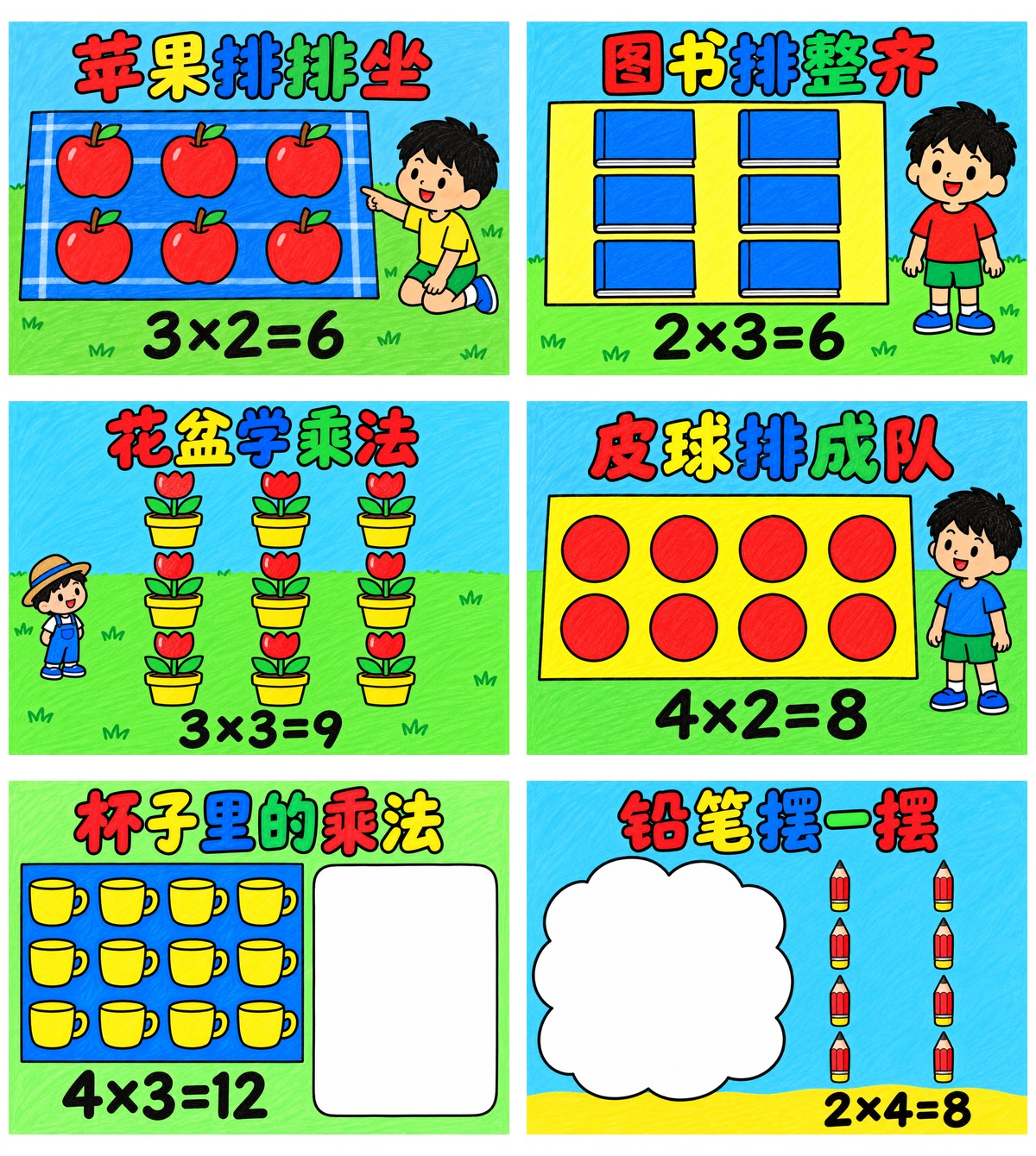 趣味乘法实物阵列8款作品预览