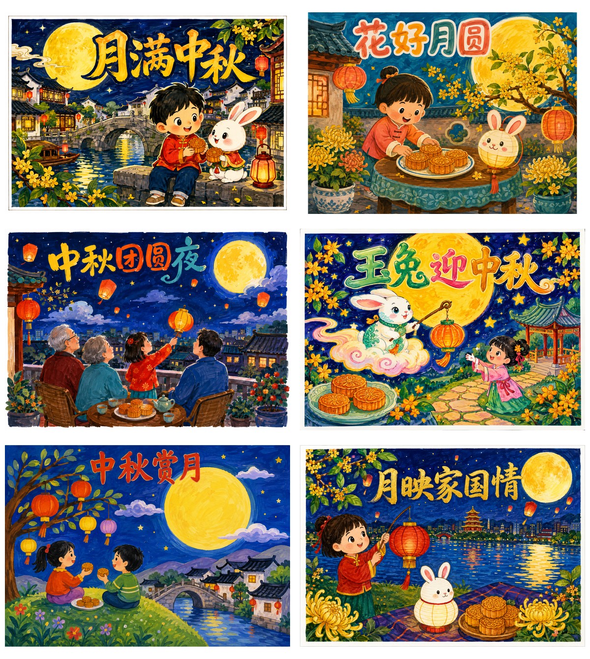 中秋节手抄报｜无文字版作品预览