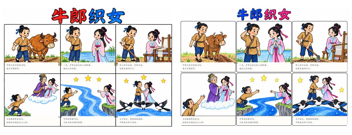 牛郎织女连环画｜A4横版｜2张作品预览