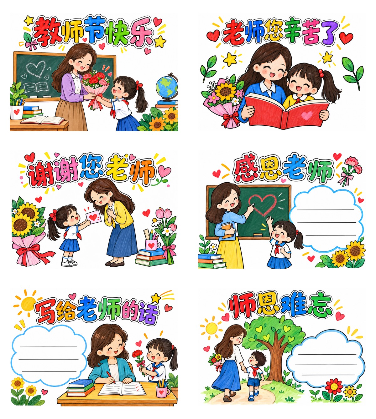 教师节祝福语｜A4横版作品预览