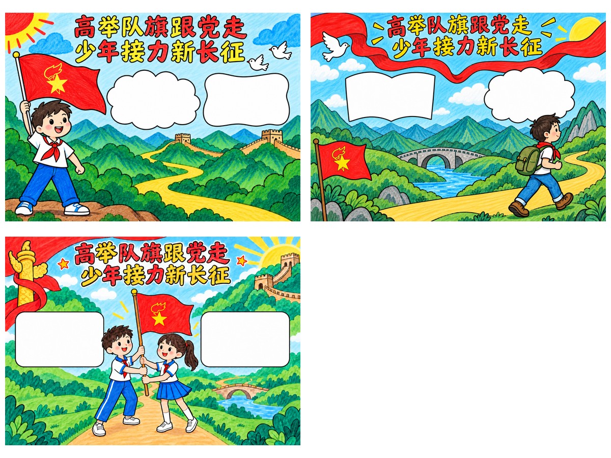 建队日五年级小书写区3套作品预览