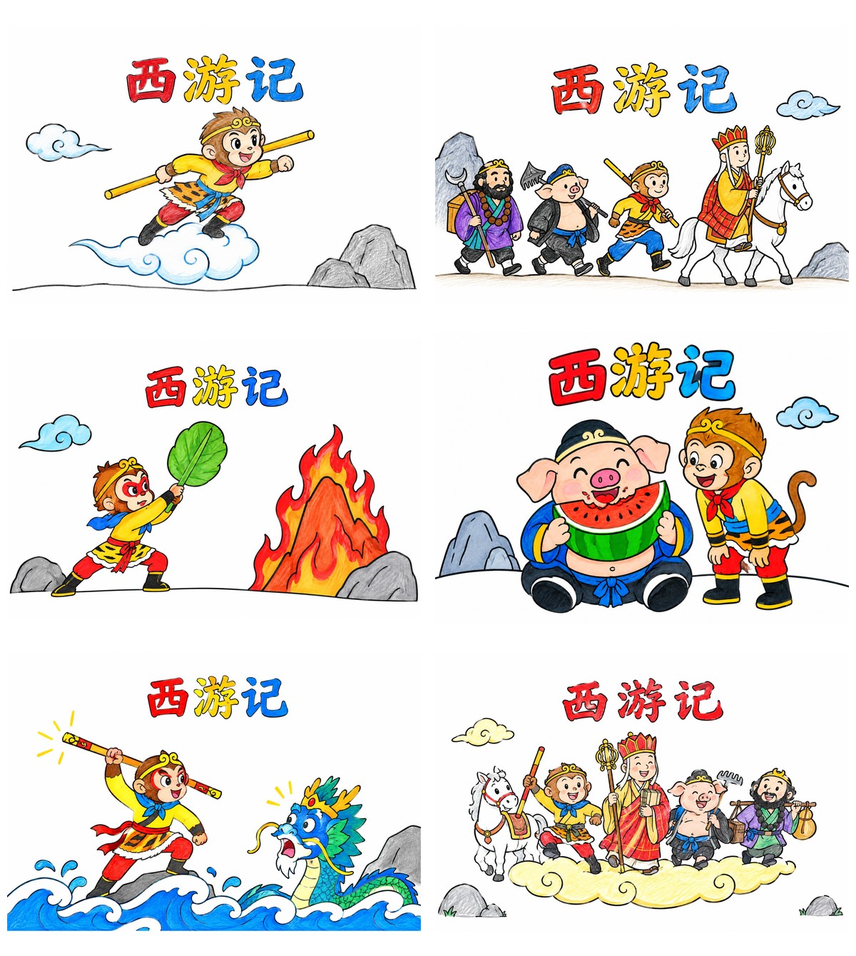 西游记｜无书写区｜A4横版作品预览